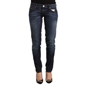 Acht Blue Washed Cotton Low Waist Skinny Denim Women's Jeans